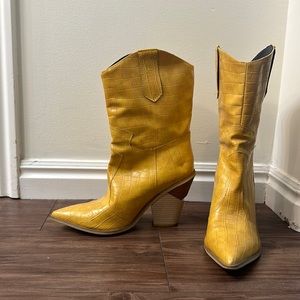 Yellow Snakeskin Boots